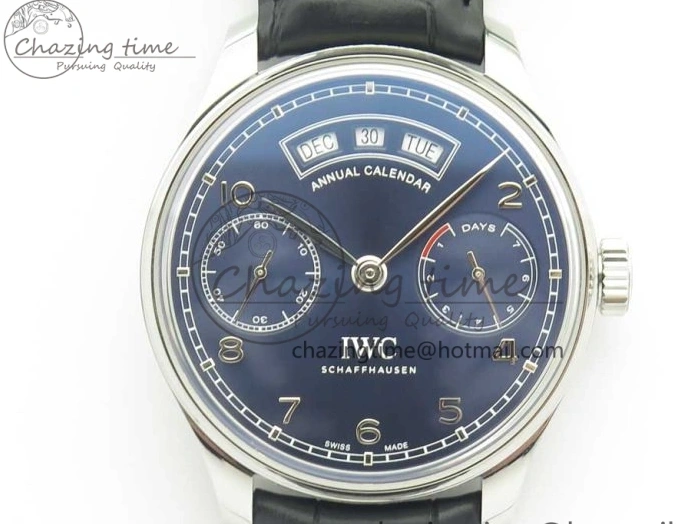 MIROTIME 0316 Portuguese Real PR Real Annual Calendar IW503502 ZF 1:1 Best Edition Blue Dial on Black Leather Strap A Breathable 7152